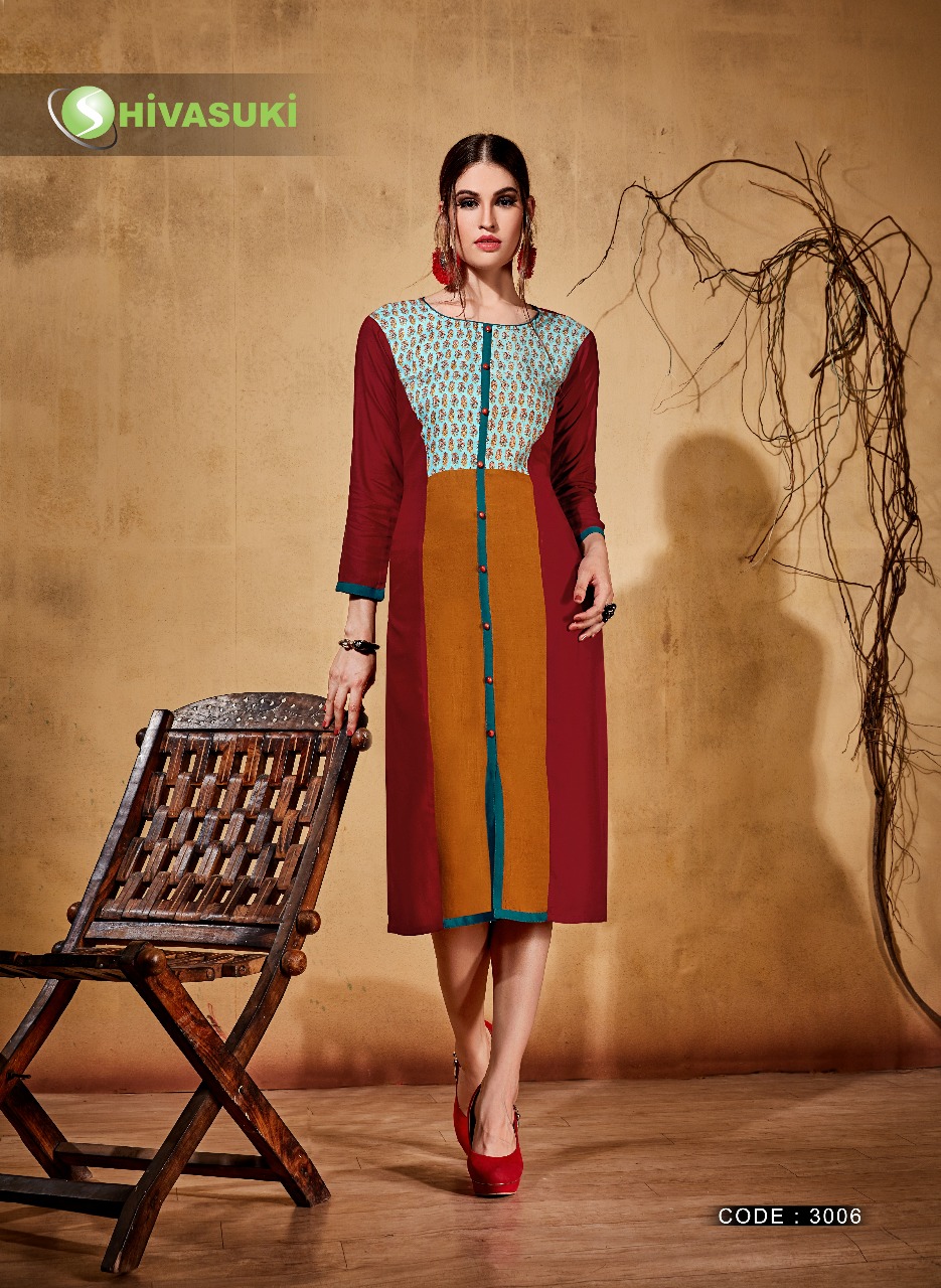 Swara Vol-3 By Shivasuki 3001 To 3008 Series Beautiful Stylish Fancy Colorful Casual Wear & Ethnic Wear & Ready To Wear Rayon Printed Kurtis At Wholesale Price