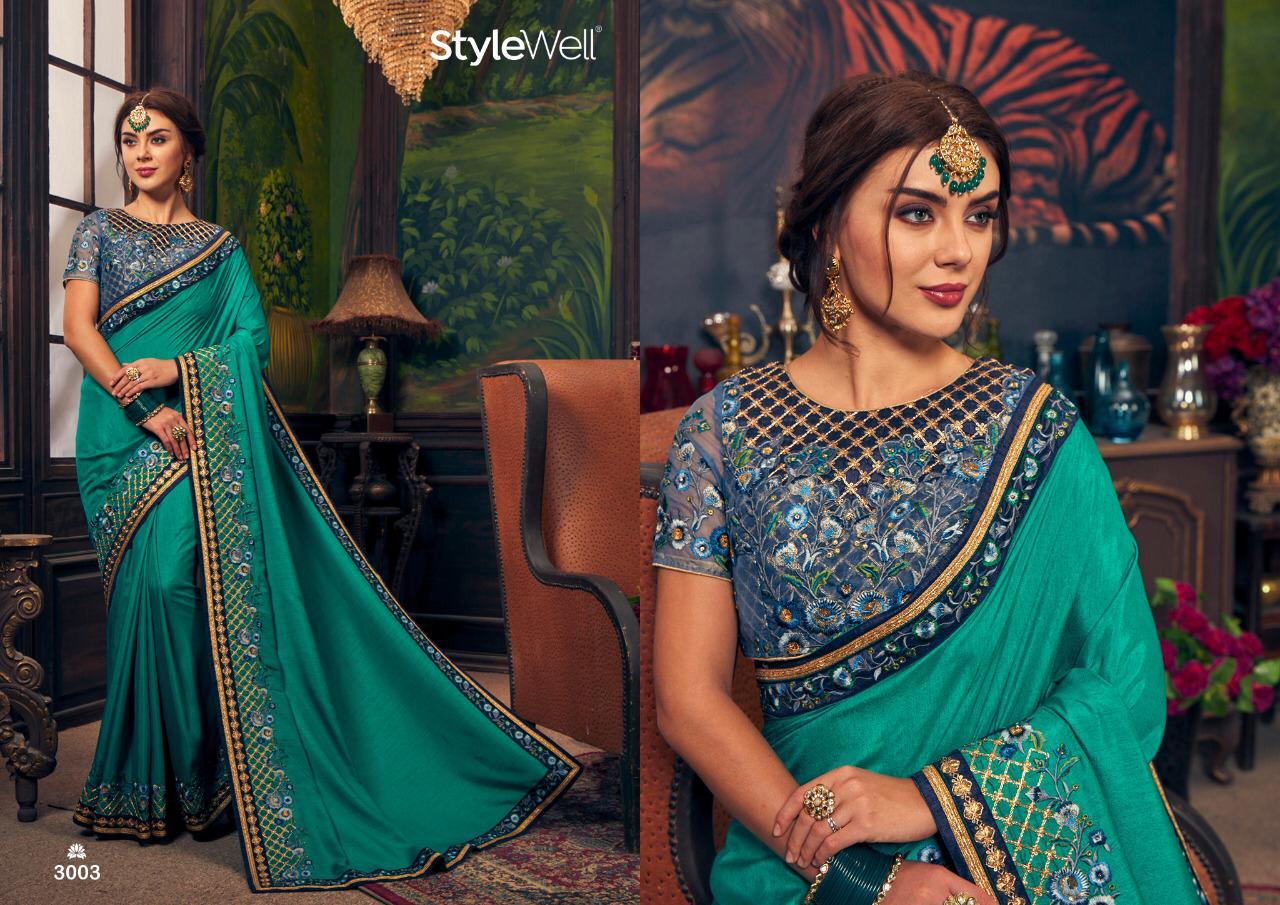 Swara By Stylewell 3001 To 3012 Series Indian Traditional Wear Collection Beautiful Stylish Fancy Colorful Party Wear & Occasional Wear Heritage Dola Silk Embroiderd Sarees At Wholesale Price