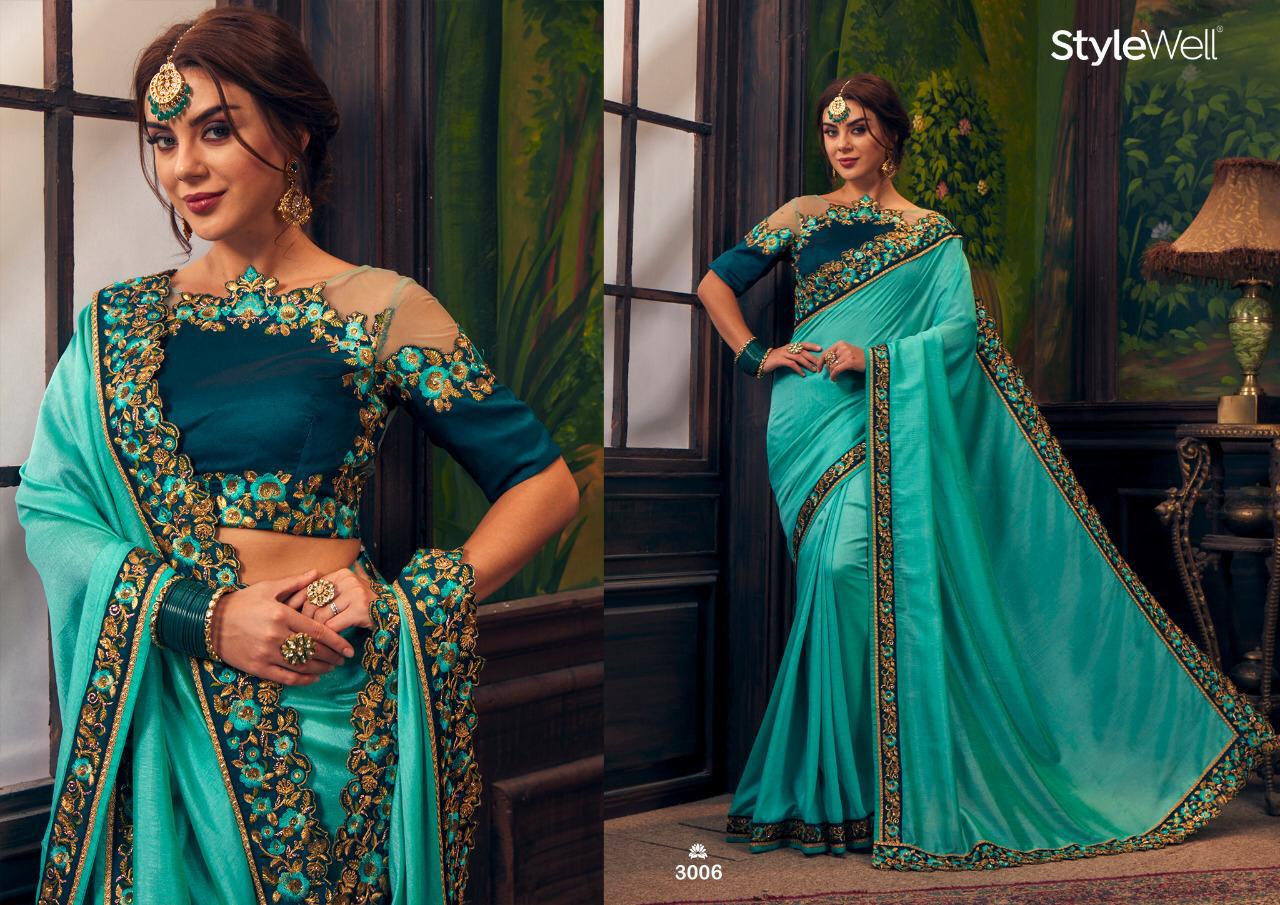 Swara By Stylewell 3001 To 3012 Series Indian Traditional Wear Collection Beautiful Stylish Fancy Colorful Party Wear & Occasional Wear Heritage Dola Silk Embroiderd Sarees At Wholesale Price
