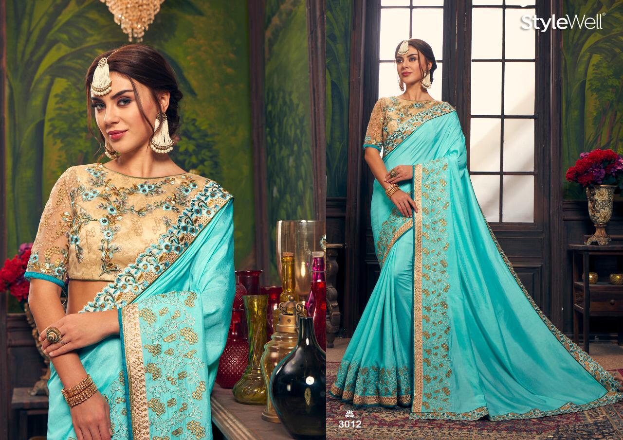 Swara By Stylewell 3001 To 3012 Series Indian Traditional Wear Collection Beautiful Stylish Fancy Colorful Party Wear & Occasional Wear Heritage Dola Silk Embroiderd Sarees At Wholesale Price