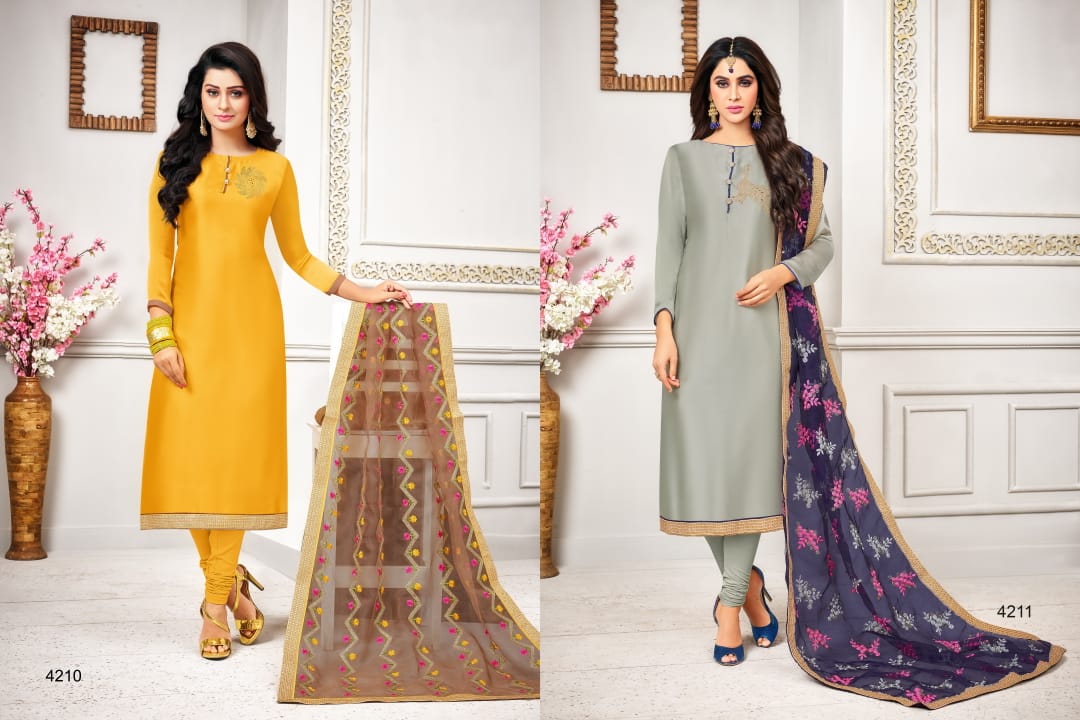 Swarovski By Rr Fashion 4201 To 4212 Series  Beautiful Suits Stylish Fancy Colorful Party Wear & Ethnic Wear Collection Satin Georgette Embroidered Dresses At Wholesale Price