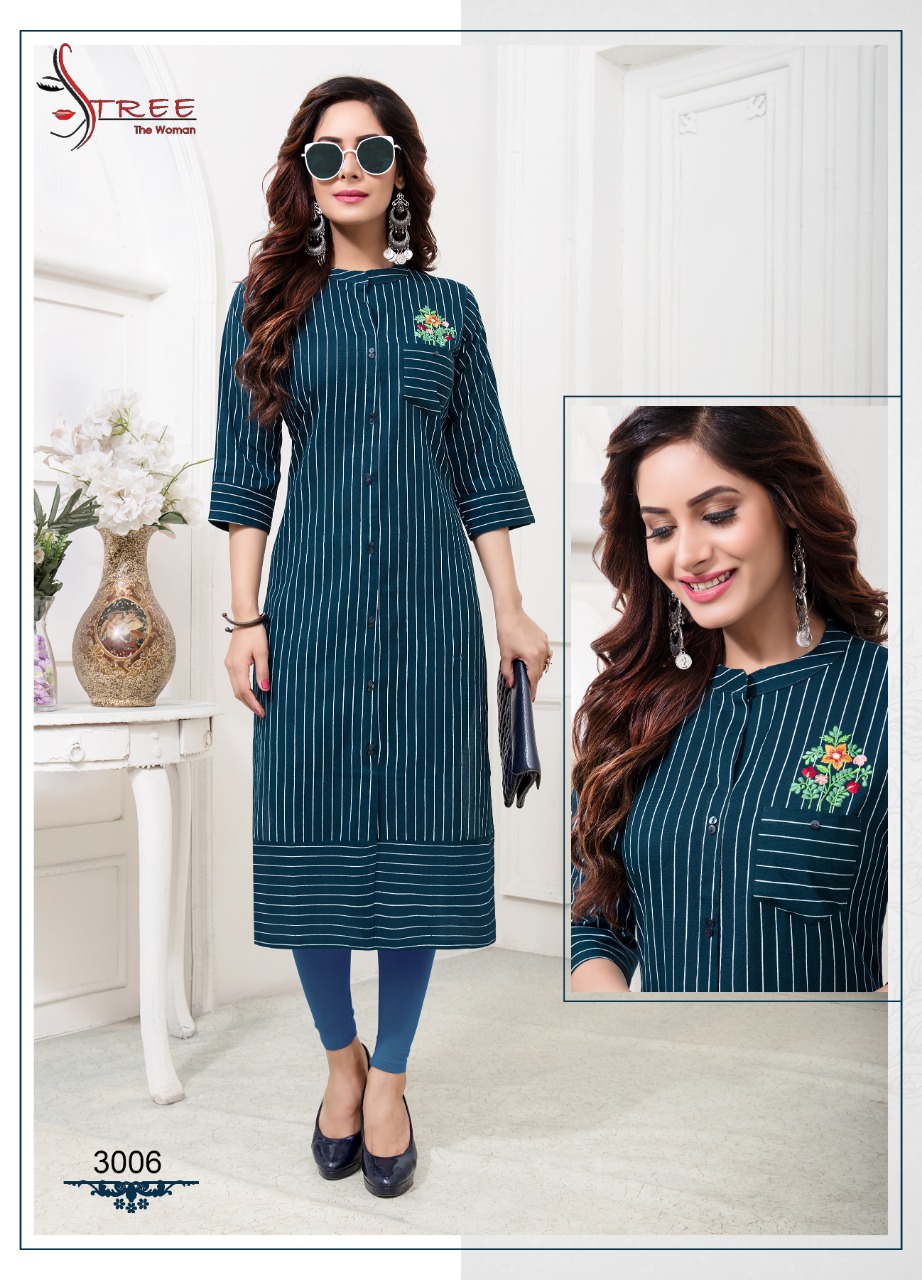 Symphony Vol-3 By Stree Fashion 3001 To 3006 Series Beautiful Colorful Stylish Fancy Casual Wear & Ethnic Wear & Ready To Wear Heavy Cotton Flex Khadi Printed Kurtis At Wholesale Price