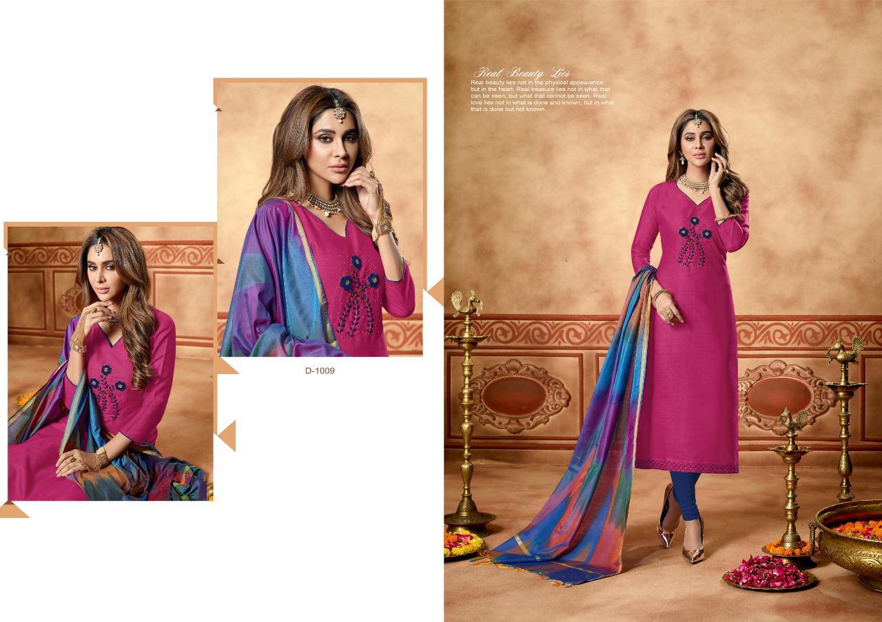 Tai Dai By Amrut Varsha Creation 1001 To 1010 Series Beautiful Suits Stylish Fancy Colorful Casual Wear & Ethnic Wear & Ready To Wear Heavy Cotton Slub With Handwork  Dresses At Wholesale Price