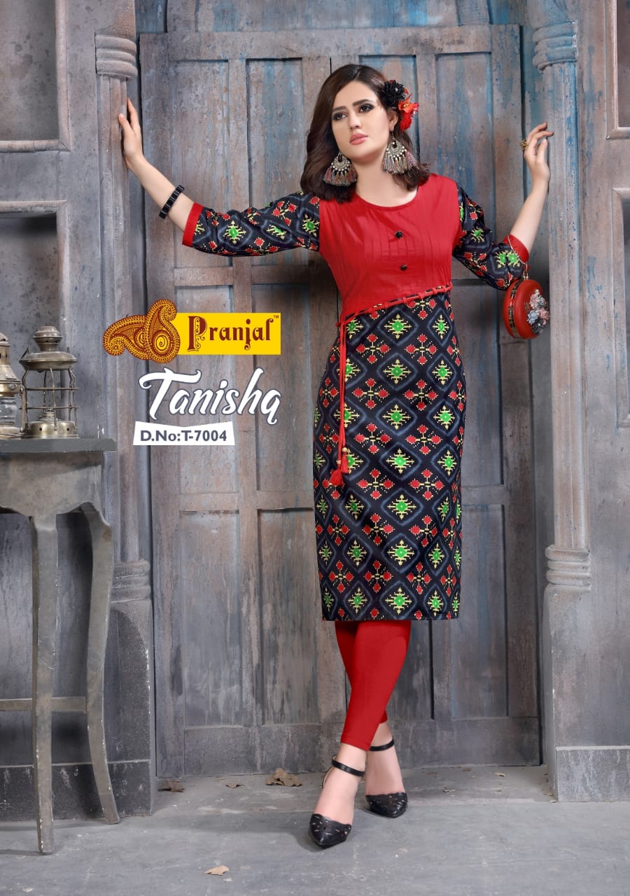 Tanishq Vol-7 By Pranjal Creation 7001 To 7009 Series Stylish Beautiful Fancy Colorful Casual Wear & Ready To Wear & Ethnic Wear Cotton Printed Kurtis At Wholesale Price