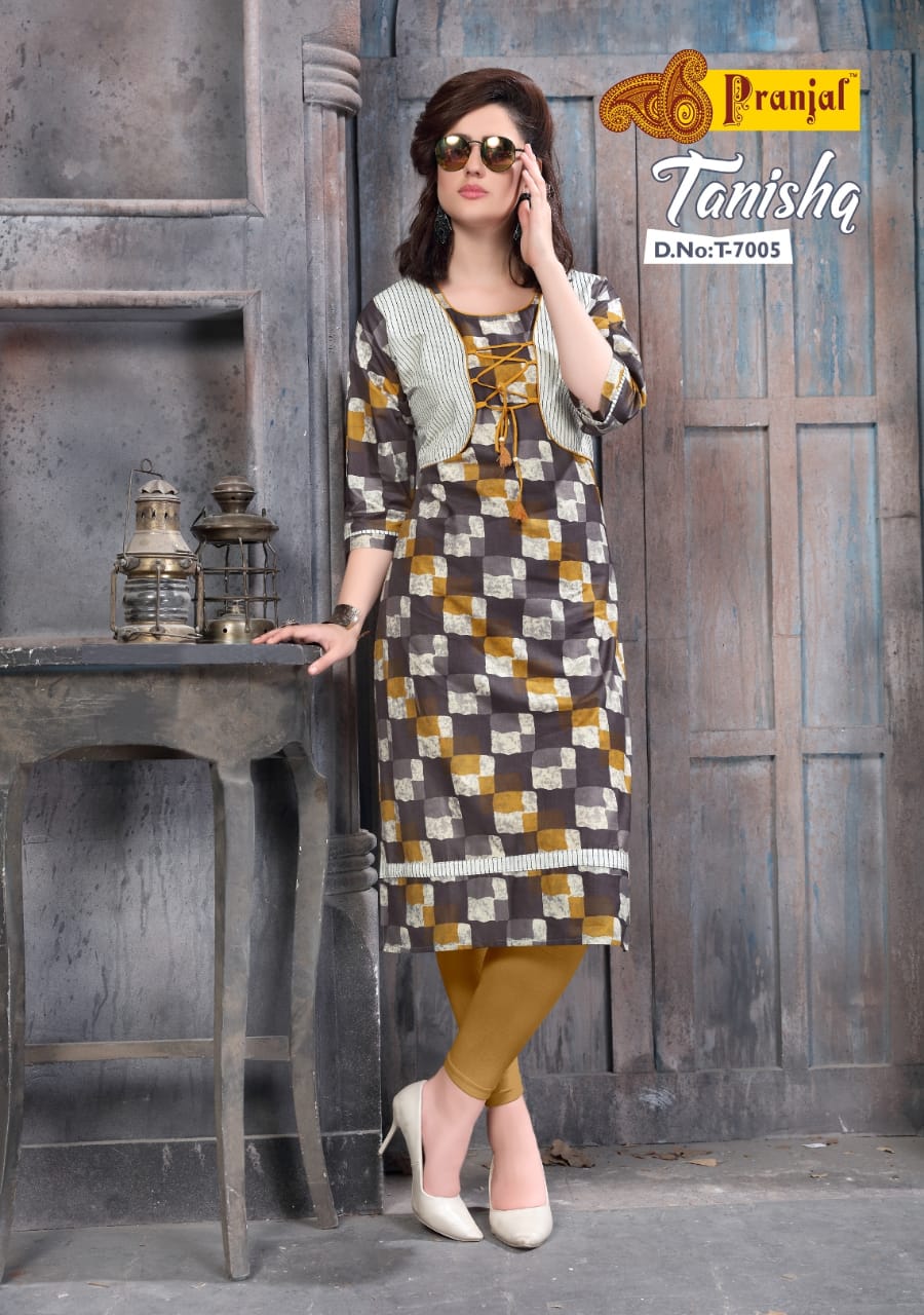 Tanishq Vol-7 By Pranjal Creation 7001 To 7009 Series Stylish Beautiful Fancy Colorful Casual Wear & Ready To Wear & Ethnic Wear Cotton Printed Kurtis At Wholesale Price