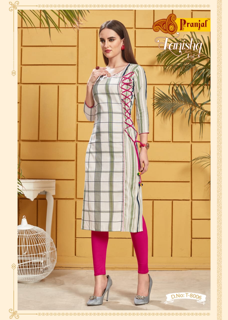 Tanishq Vol-8 By Pranjal 8001 To 8009 Series Designer Beautiful Stylish Colorful Fancy Ready To Wear & Casual Wear & Ethnic Wear Cotton Linen Flex Printed Kurtis At Wholesale Price