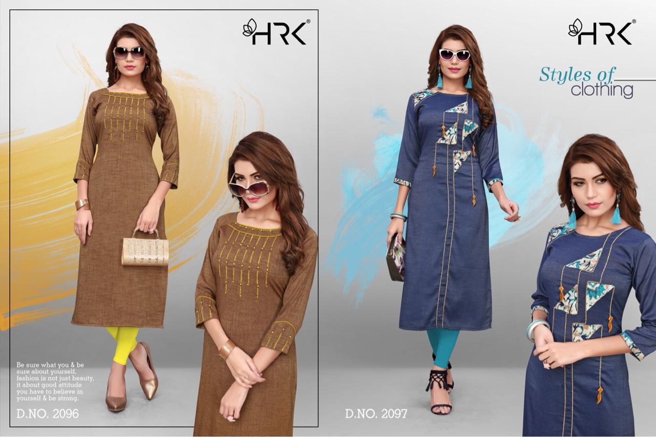 Tanishq By Hrk 2094 To 2099 Beautiful Stylish Colorful Fancy Party Wear & Ethnic Wear & Ready To Wear Namo Rayon Printed With Handwork Kurtis At Wholesale Price