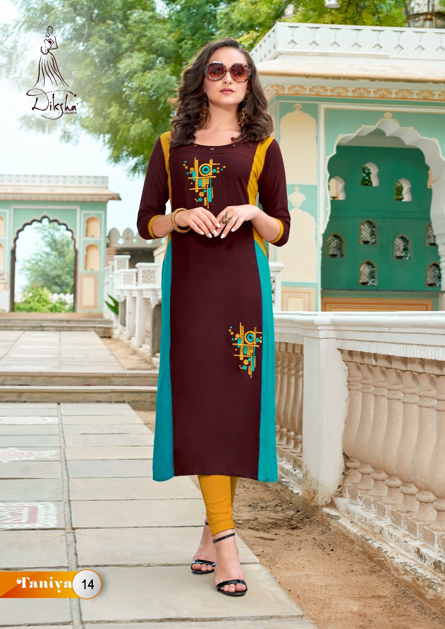 Taniya Vol-1 By Diksha Creation 01 To 14 Series Beautiful Colorful Stylish Fancy Casual Wear & Ethnic Wear & Ready To Wear Muslin & Rayon Kurtis At Wholesale Price
