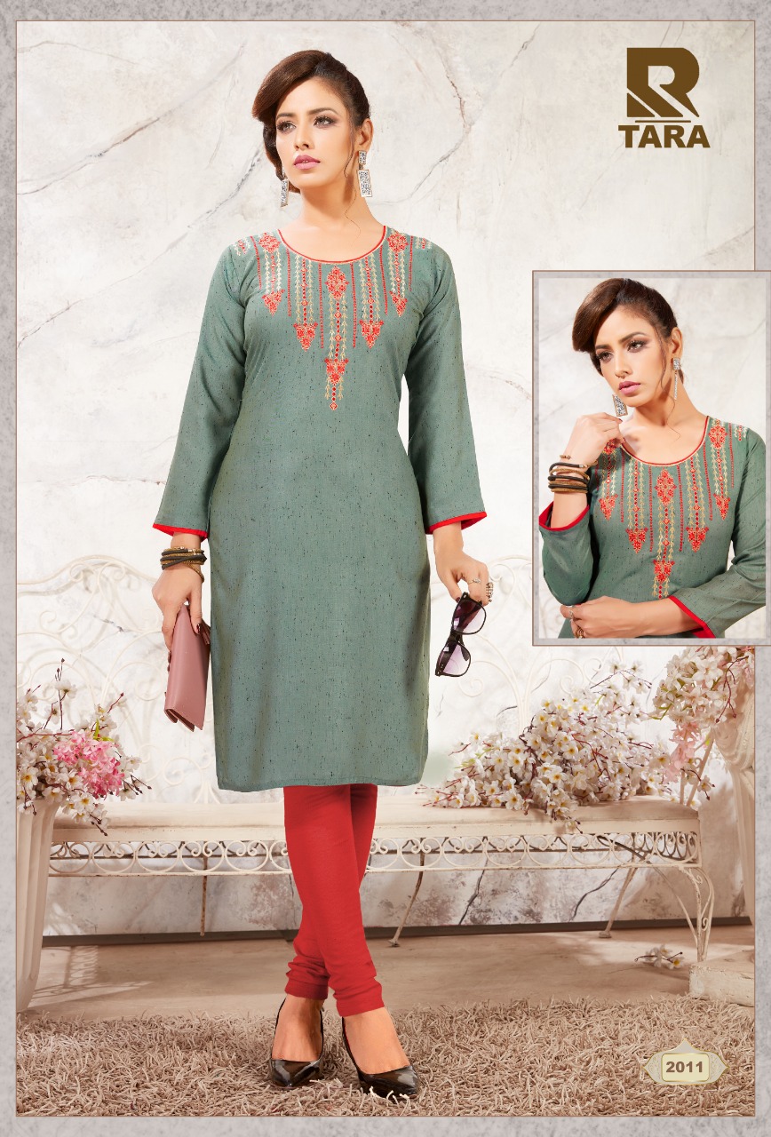 Tara By Raashi 2001  To 2012 Series Beautiful Stylish Fancy Colorful Casual Wear & Ethnic Wear & Ready To Wear Rayon Black Icon Embroidery Kurtis At Wholesale Price