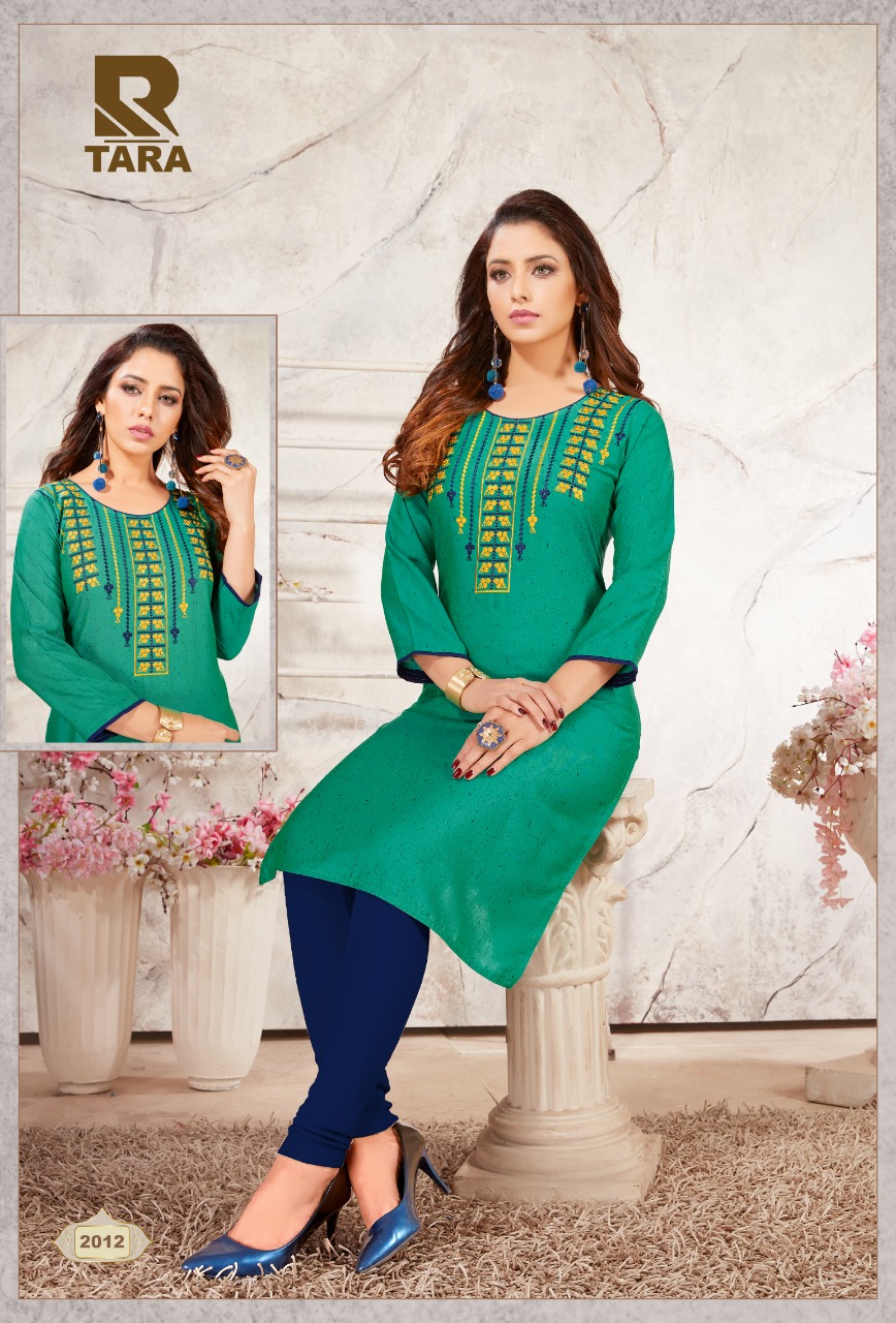 Tara By Raashi 2001  To 2012 Series Beautiful Stylish Fancy Colorful Casual Wear & Ethnic Wear & Ready To Wear Rayon Black Icon Embroidery Kurtis At Wholesale Price