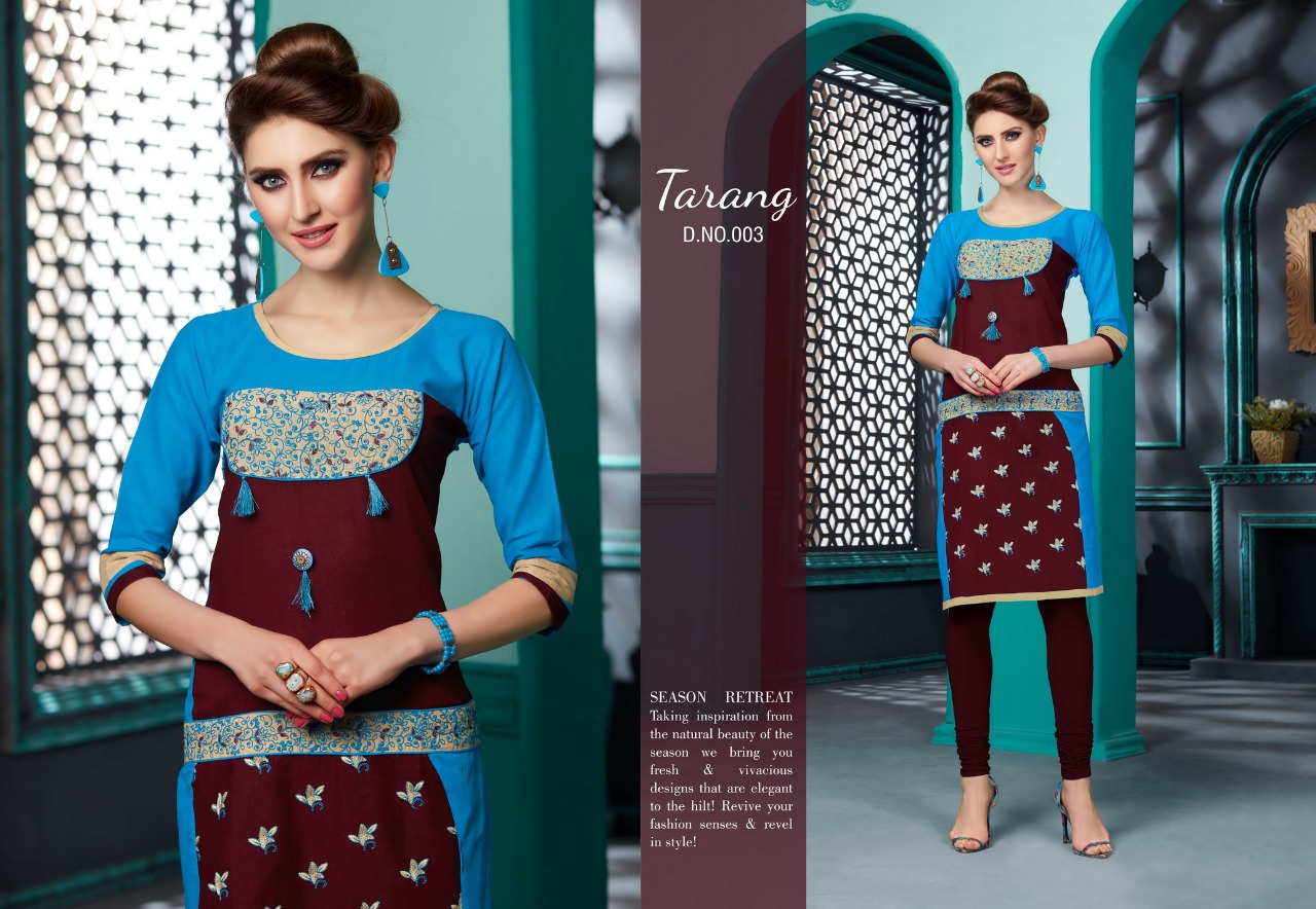 Tarang By Kayna 001 To 013 Series Beautiful Stylish Colorful Fancy Party Wear & Ethnic Wear & Ready To Wear Cotton Slub Kurtis At Wholesale Price