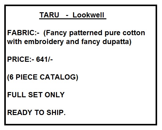 Taru By Lookwell 01 To 06 Series Beautiful Stylish Fancy Colorful Casual Wear & Ethnic Wear Collection Pure Cotton Embroidered Dresses At Wholesale Price