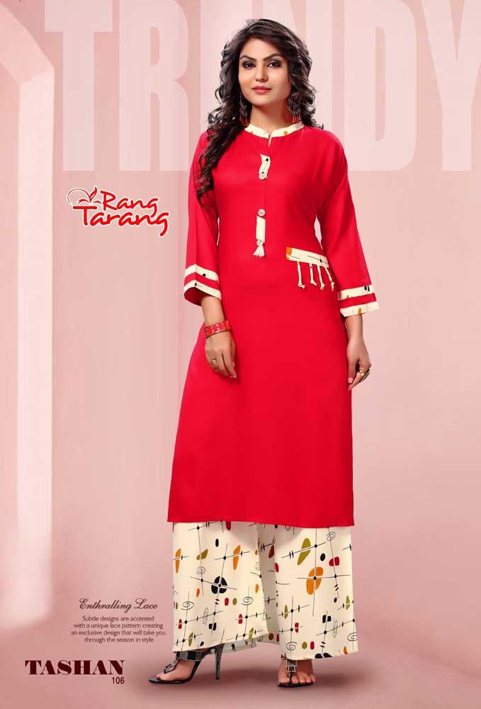 Tashan By Tarang 101 To 110 Series Stylish Fancy Beautiful Colorful Casual Wear & Ethnic Wear Rayon Printed Kurtis At Wholesale Price