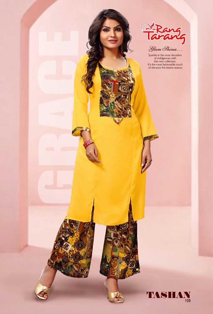 Tashan By Tarang 101 To 110 Series Stylish Fancy Beautiful Colorful Casual Wear & Ethnic Wear Rayon Printed Kurtis At Wholesale Price