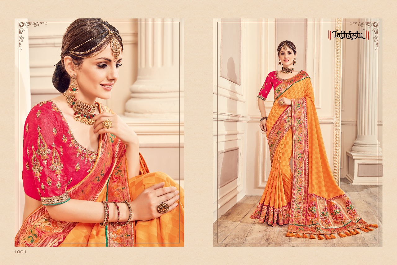 Tathastu 1800 Series By Tathastu 1801 To 1812 Series Indian Traditional Wear Collection Beautiful Stylish Fancy Colorful Party Wear & Occasional Wear Fancy Embroidered Sarees At Wholesale Price