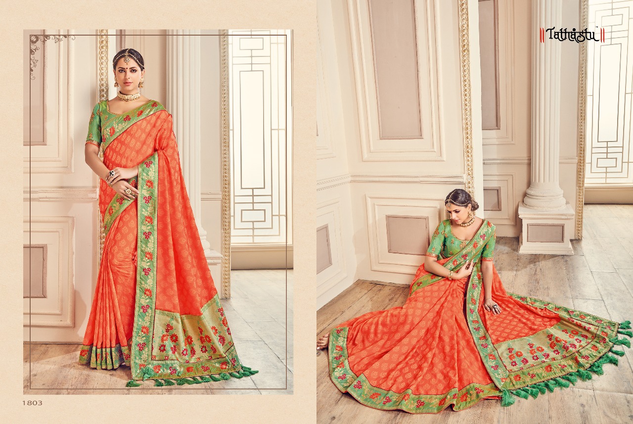 Tathastu 1800 Series By Tathastu 1801 To 1812 Series Indian Traditional Wear Collection Beautiful Stylish Fancy Colorful Party Wear & Occasional Wear Fancy Embroidered Sarees At Wholesale Price
