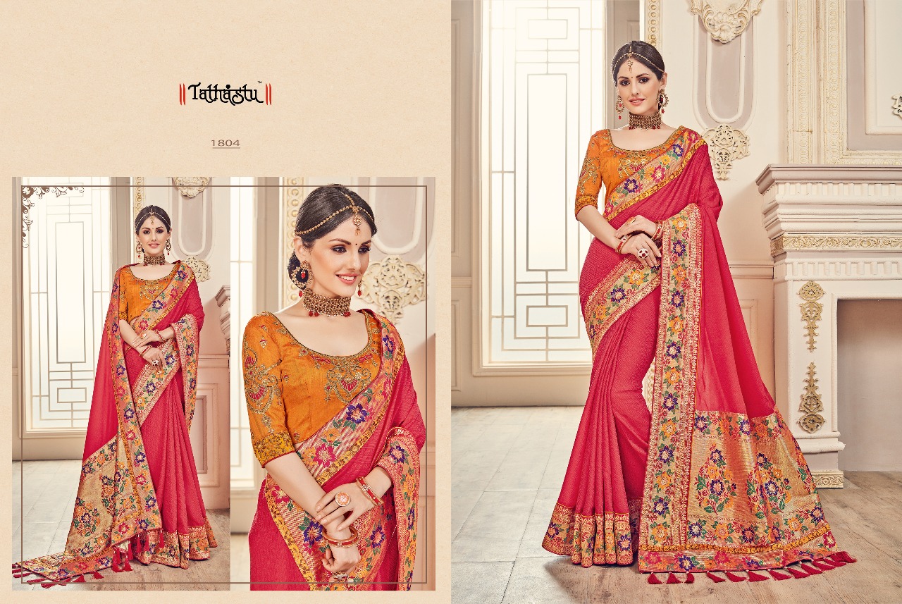 Tathastu 1800 Series By Tathastu 1801 To 1812 Series Indian Traditional Wear Collection Beautiful Stylish Fancy Colorful Party Wear & Occasional Wear Fancy Embroidered Sarees At Wholesale Price