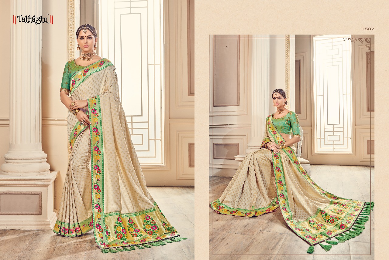 Tathastu 1800 Series By Tathastu 1801 To 1812 Series Indian Traditional Wear Collection Beautiful Stylish Fancy Colorful Party Wear & Occasional Wear Fancy Embroidered Sarees At Wholesale Price