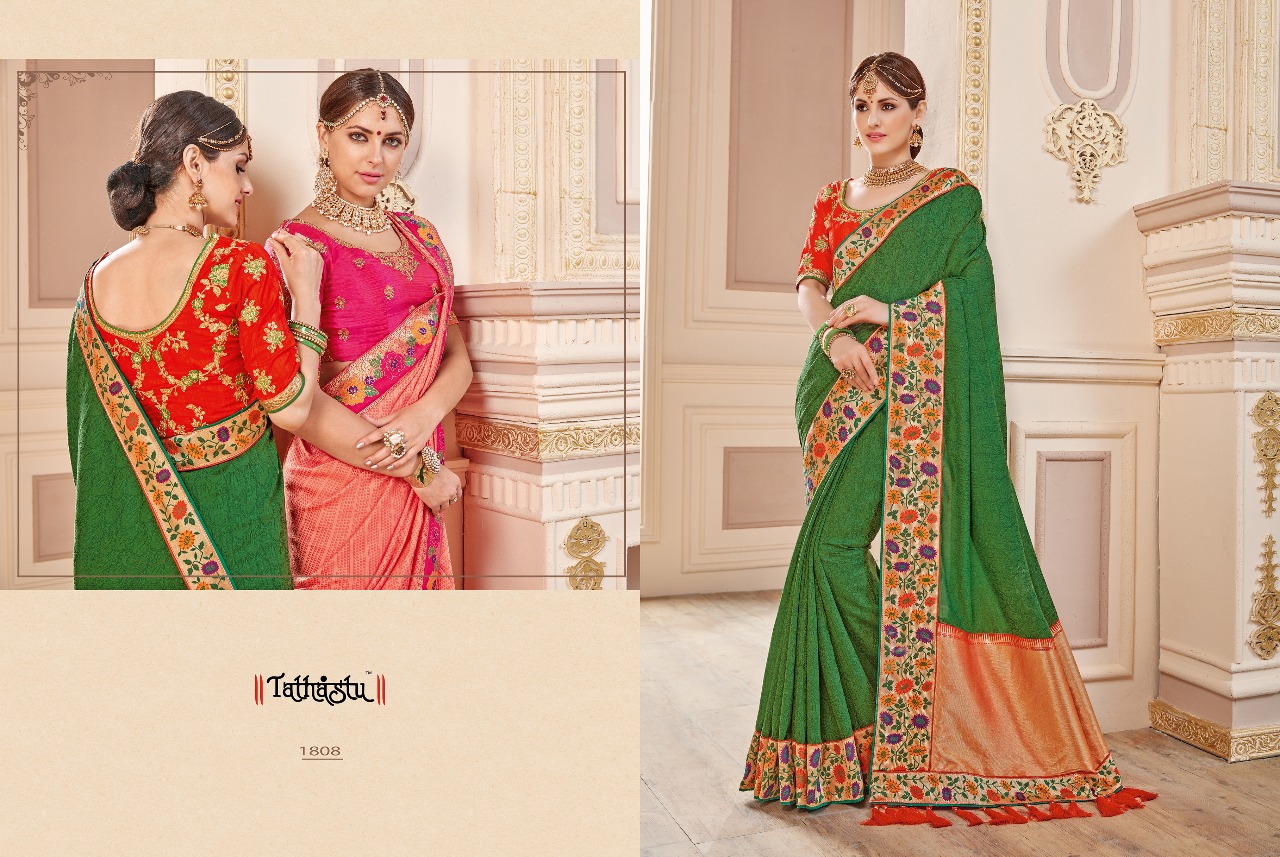 Tathastu 1800 Series By Tathastu 1801 To 1812 Series Indian Traditional Wear Collection Beautiful Stylish Fancy Colorful Party Wear & Occasional Wear Fancy Embroidered Sarees At Wholesale Price