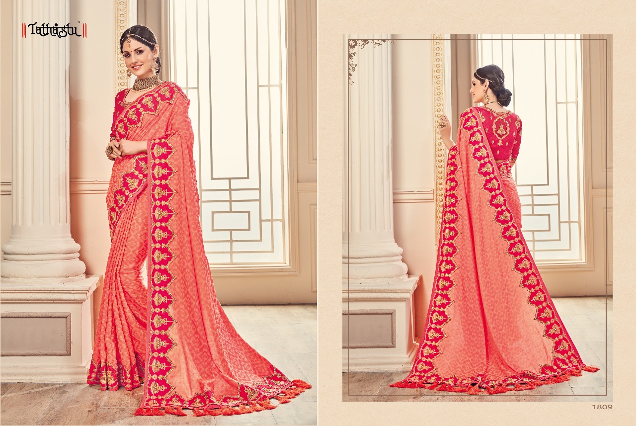 Tathastu 1800 Series By Tathastu 1801 To 1812 Series Indian Traditional Wear Collection Beautiful Stylish Fancy Colorful Party Wear & Occasional Wear Fancy Embroidered Sarees At Wholesale Price
