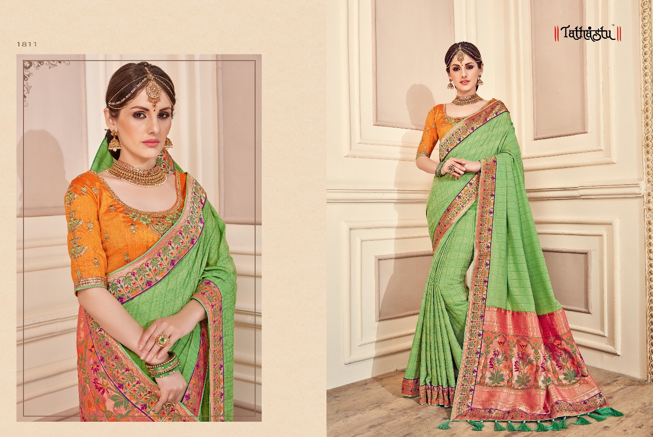 Tathastu 1800 Series By Tathastu 1801 To 1812 Series Indian Traditional Wear Collection Beautiful Stylish Fancy Colorful Party Wear & Occasional Wear Fancy Embroidered Sarees At Wholesale Price