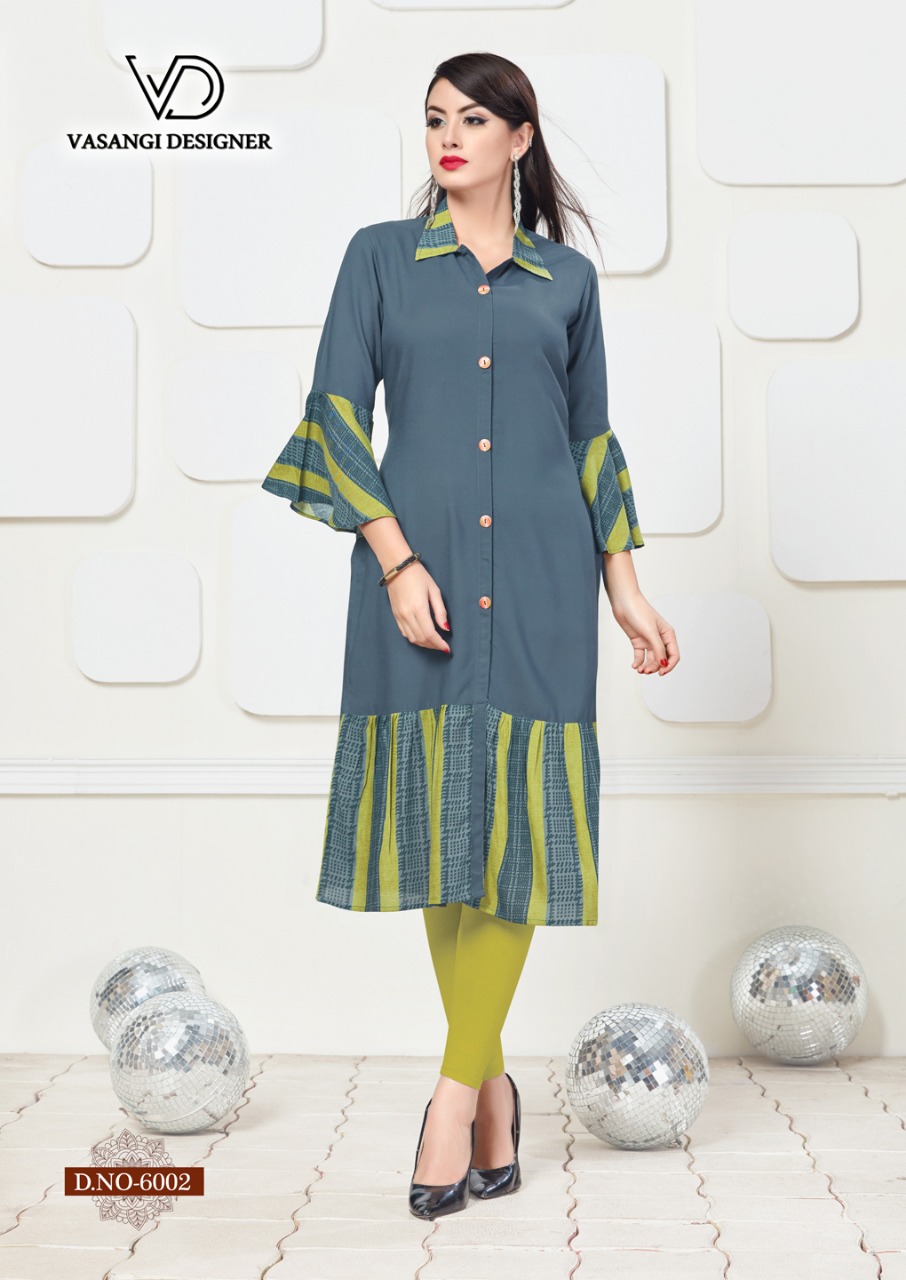 Tik Tok By Vasangi Designer 7001 To 7004 Series Beautiful Stylish Colorful Fancy Party Wear & Ethnic Wear & Ready To Wear Rayon Printed Kurtis At Wholesale Price