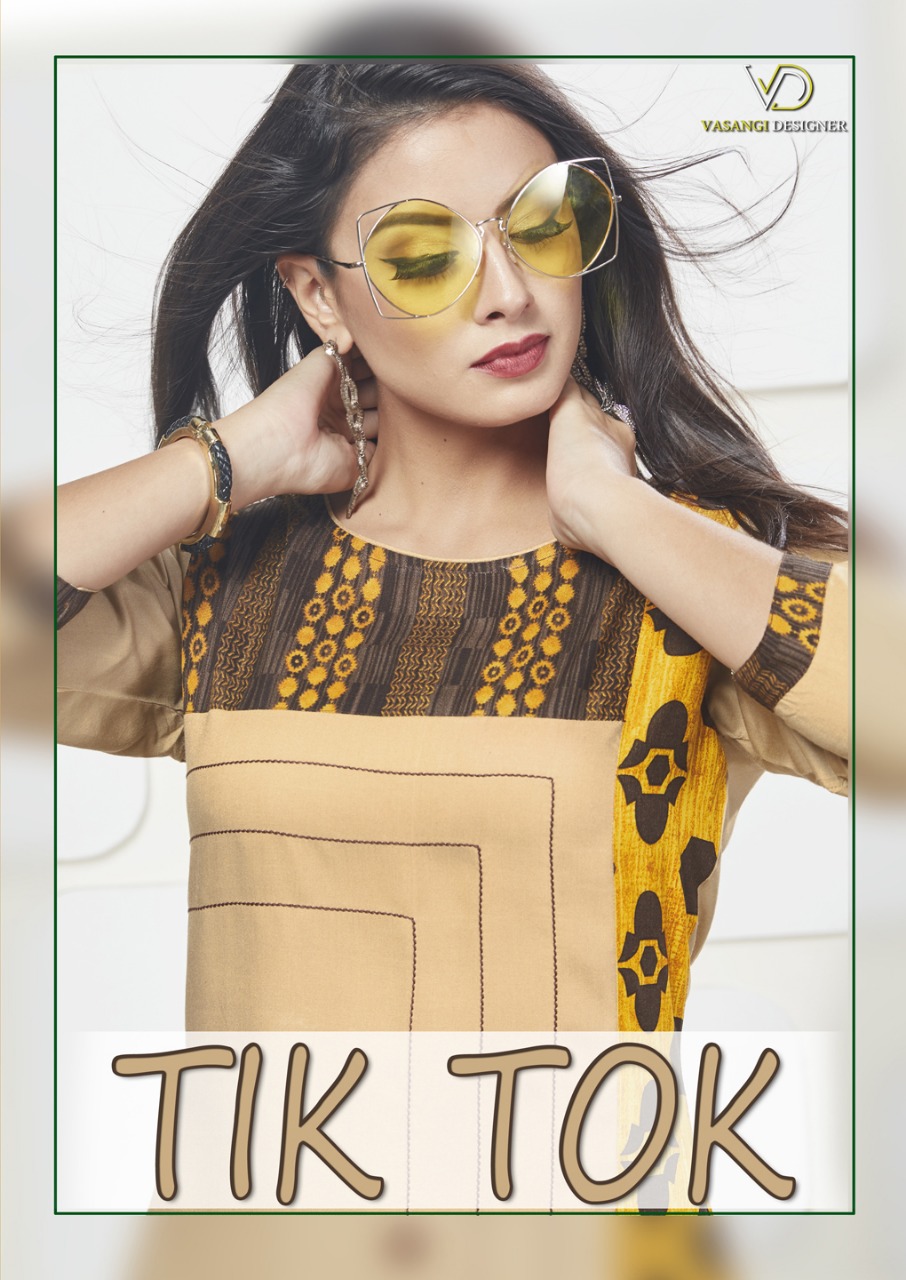 Tik Tok By Vasangi Designer 7001 To 7004 Series Beautiful Stylish Colorful Fancy Party Wear & Ethnic Wear & Ready To Wear Rayon Printed Kurtis At Wholesale Price