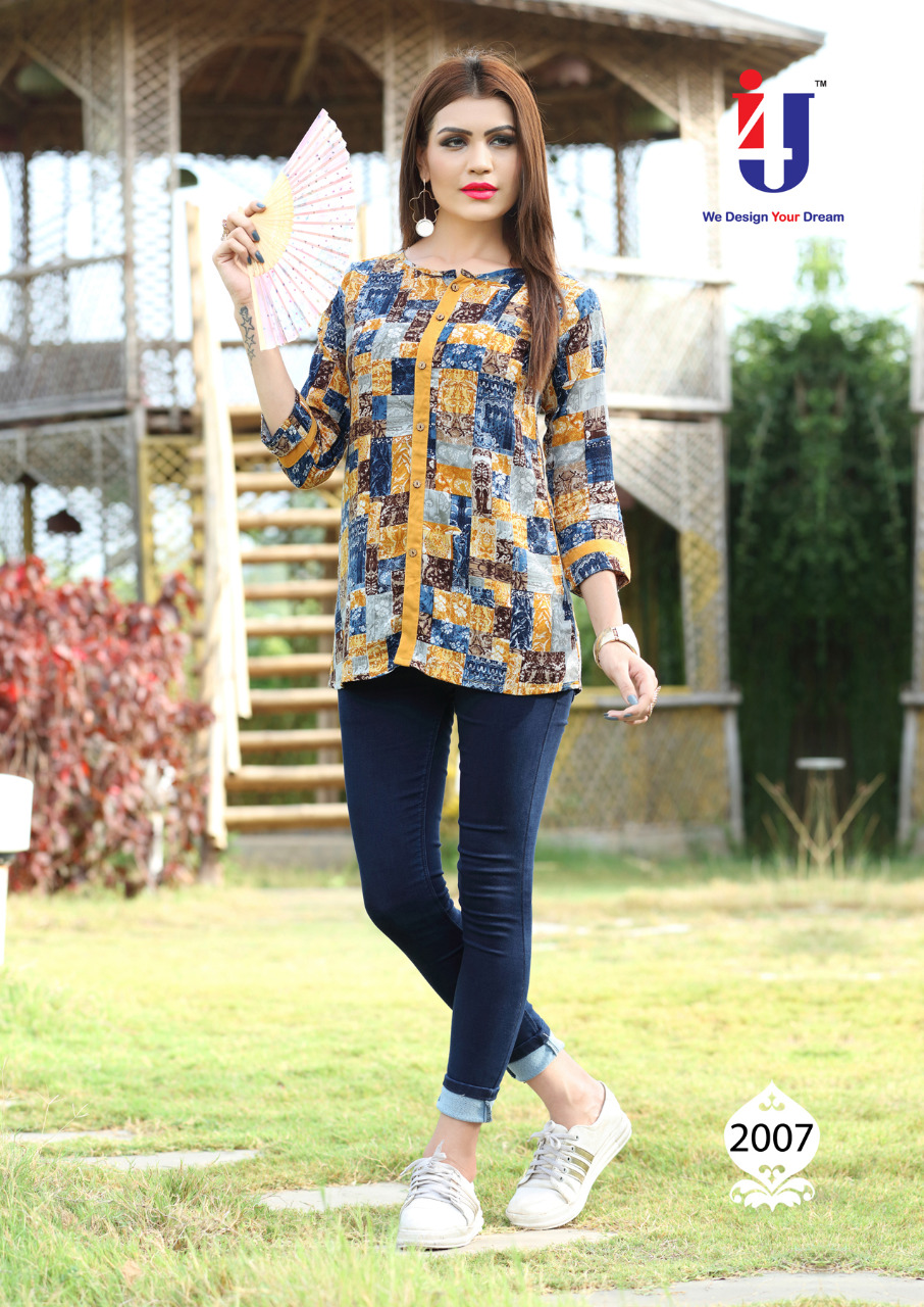 Titli By I4u 2001 To 2007 Series Beautiful Stylish Fancy Colorful Casual Wear & Ethnic Wear Rayon Printed Kurtis/ Tops At Wholesale Price
