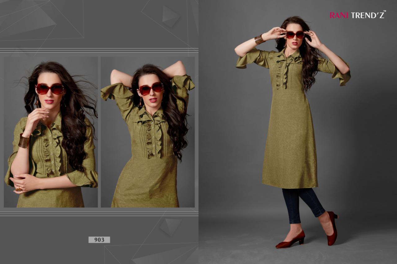 Top Model Vol-4 By Rani Trendz 902 To 908 Series Beautiful Stylish Fancy Colorful Casual Wear & Ethnic Wear & Ready To Wear Heavy Rayon Printed Kurtis At Wholesale Price