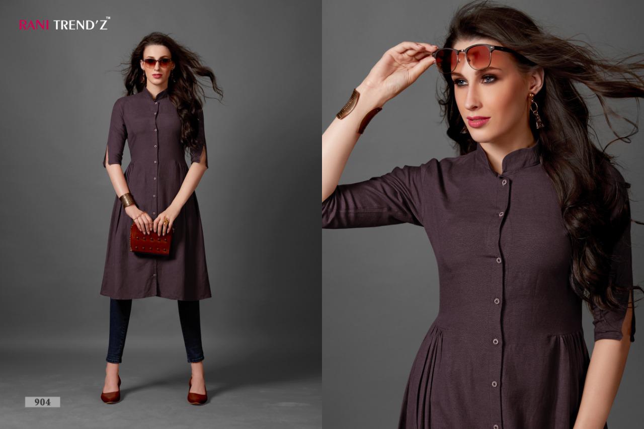 Top Model Vol-4 By Rani Trendz 902 To 908 Series Beautiful Stylish Fancy Colorful Casual Wear & Ethnic Wear & Ready To Wear Heavy Rayon Printed Kurtis At Wholesale Price