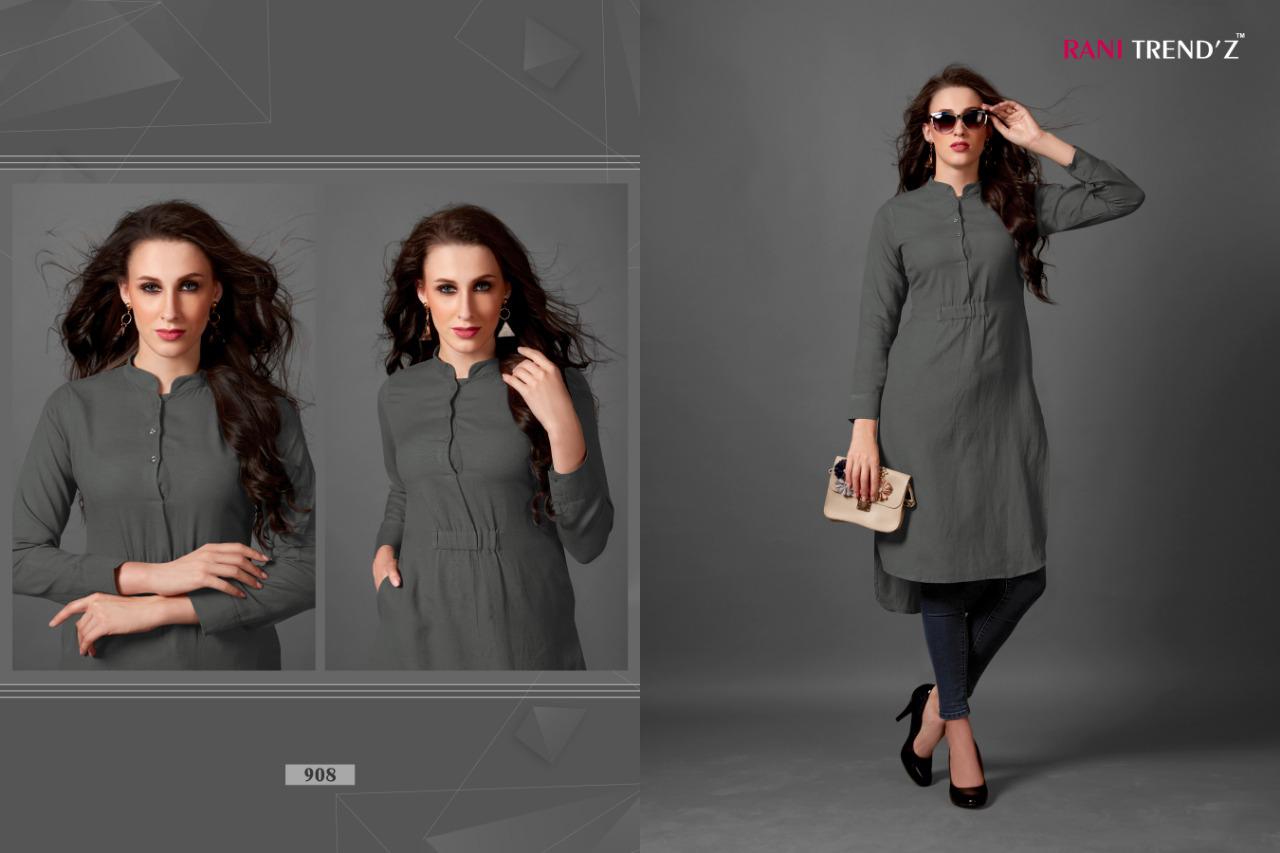 Top Model Vol-4 By Rani Trendz 902 To 908 Series Beautiful Stylish Fancy Colorful Casual Wear & Ethnic Wear & Ready To Wear Heavy Rayon Printed Kurtis At Wholesale Price