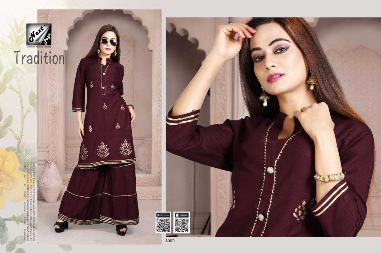 Tradition By Next Page 1001 To 1010 Series Beautiful Colorful Stylish Fancy Casual Wear & Ethnic Wear Heavy Rayon Printed Kurtis With Bottom At Wholesale Price