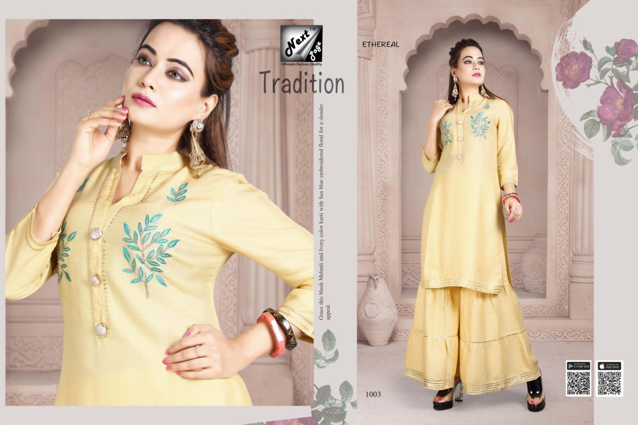 Tradition By Next Page 1001 To 1010 Series Beautiful Colorful Stylish Fancy Casual Wear & Ethnic Wear Heavy Rayon Printed Kurtis With Bottom At Wholesale Price