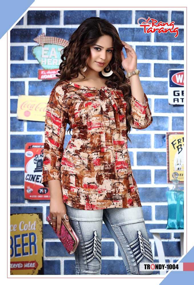 Trendy By Tarang 1001 To 1010 Series Stylish Colorful Fancy Beautiful Casual Wear & Ethnic Wear Collection Rayon Print Kurtis At Wholesale Price