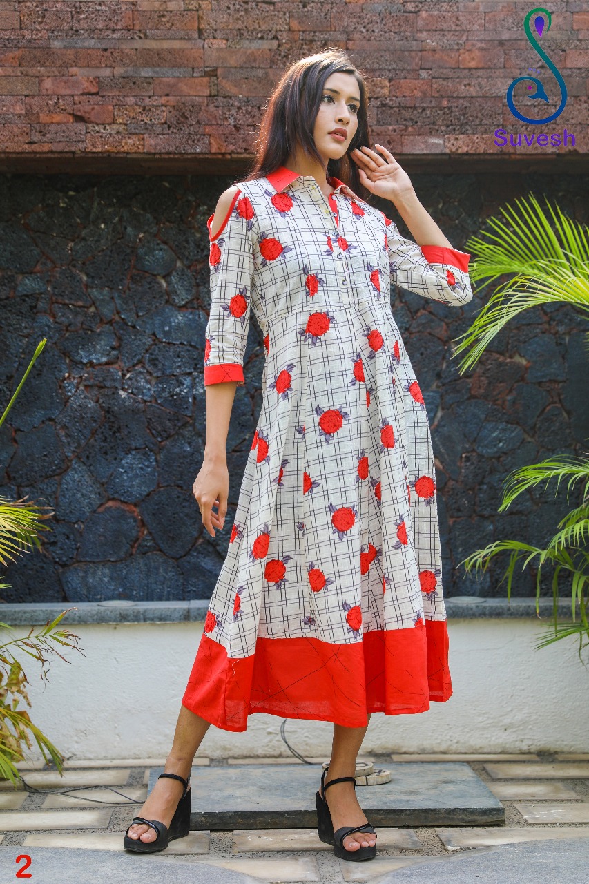 Triangle By Suvesh 1 To 3 Series Designer Beautiful Stylish Fancy Colorful Party Wear & Ethnic Wear Cotton Rayon Printed Kurtis At Wholesale Price