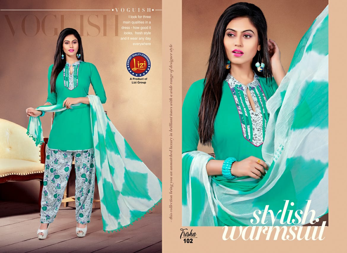 Trisha By Lizi 101 To 108 Series Beautiful Suits Stylish Colorful Fancy Casual Wear & Ethnic Wear Haevy Rayon Printed Dresses At Wholesale Price