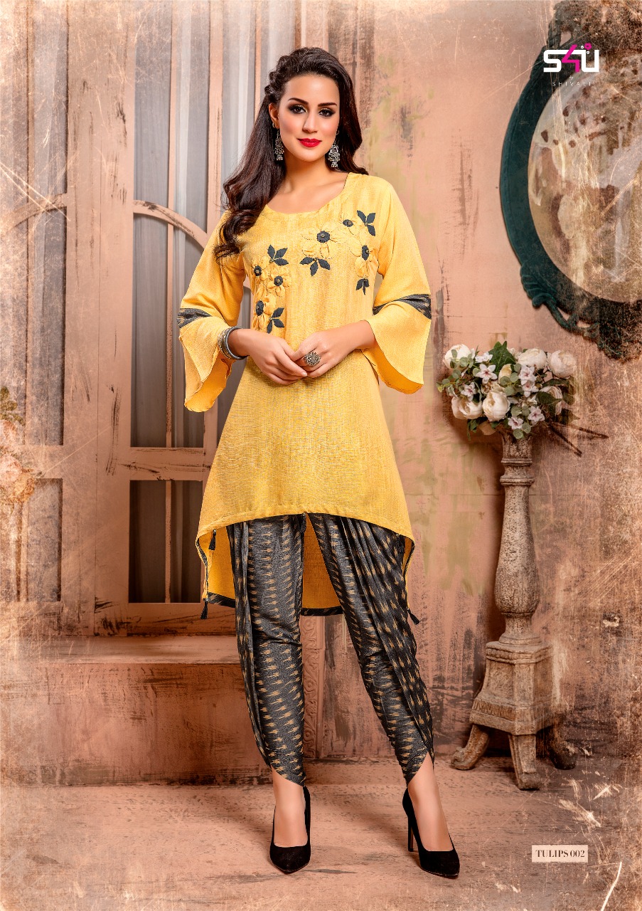Tulips By S4u Fashion 001 To 006 Series Beautiful Stylish Colorful Fancy Party Wear & Ethnic Wear & Ready To Wear Heavy Rayon Printed Kurtis At Wholesale Price