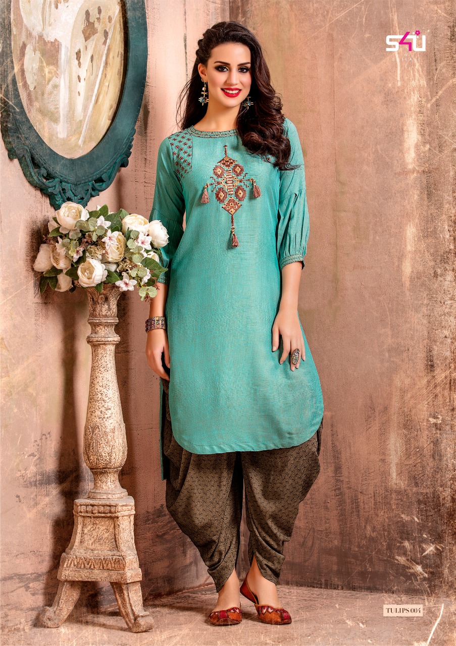 Tulips By S4u Fashion 001 To 006 Series Beautiful Stylish Colorful Fancy Party Wear & Ethnic Wear & Ready To Wear Heavy Rayon Printed Kurtis At Wholesale Price