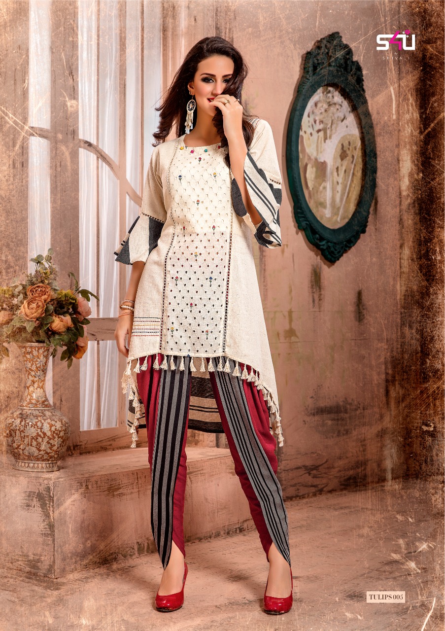 Tulips By S4u Fashion 001 To 006 Series Beautiful Stylish Colorful Fancy Party Wear & Ethnic Wear & Ready To Wear Heavy Rayon Printed Kurtis At Wholesale Price