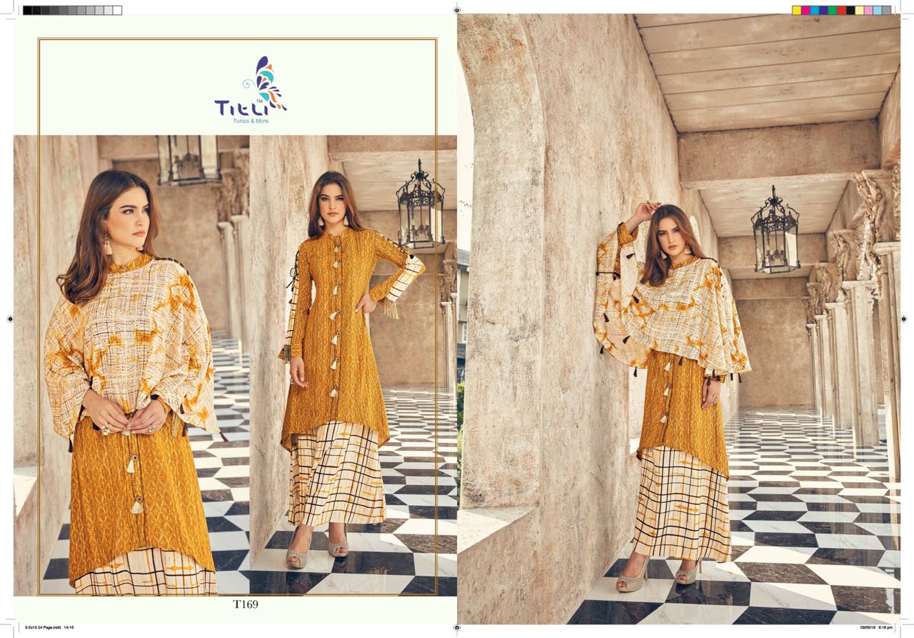 Two Tone By Titli 166 To 173 Series Designer Beautiful Stylish Fancy Colorful Casual Wear & Ethnic Wear Collection Two Tone & Rayon Printed Kurtis At Wholesale Price