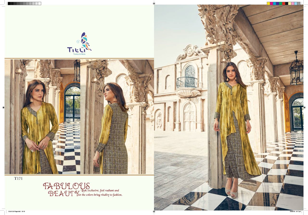 Two Tone By Titli 166 To 173 Series Designer Beautiful Stylish Fancy Colorful Casual Wear & Ethnic Wear Collection Two Tone & Rayon Printed Kurtis At Wholesale Price