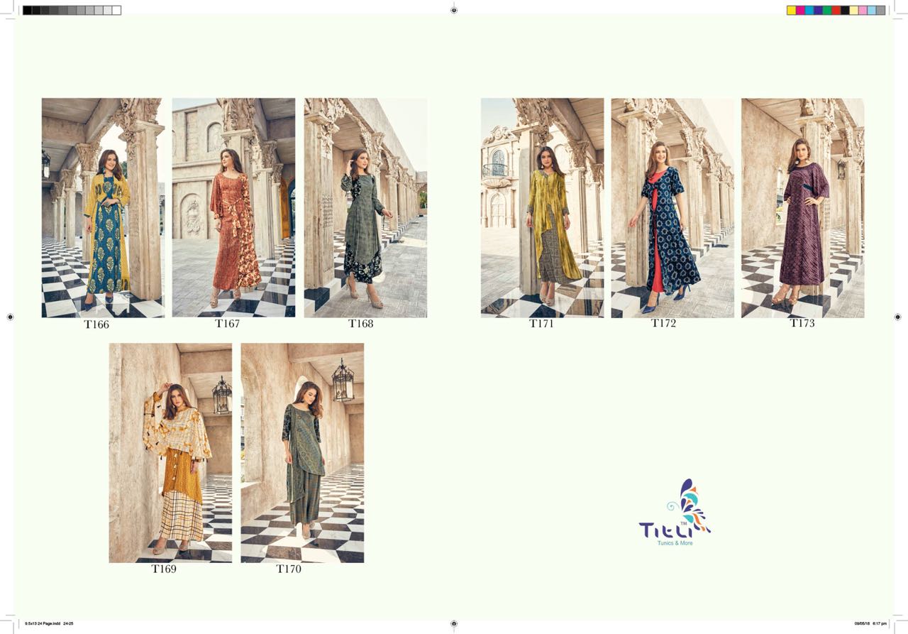 Two Tone By Titli 166 To 173 Series Designer Beautiful Stylish Fancy Colorful Casual Wear & Ethnic Wear Collection Two Tone & Rayon Printed Kurtis At Wholesale Price