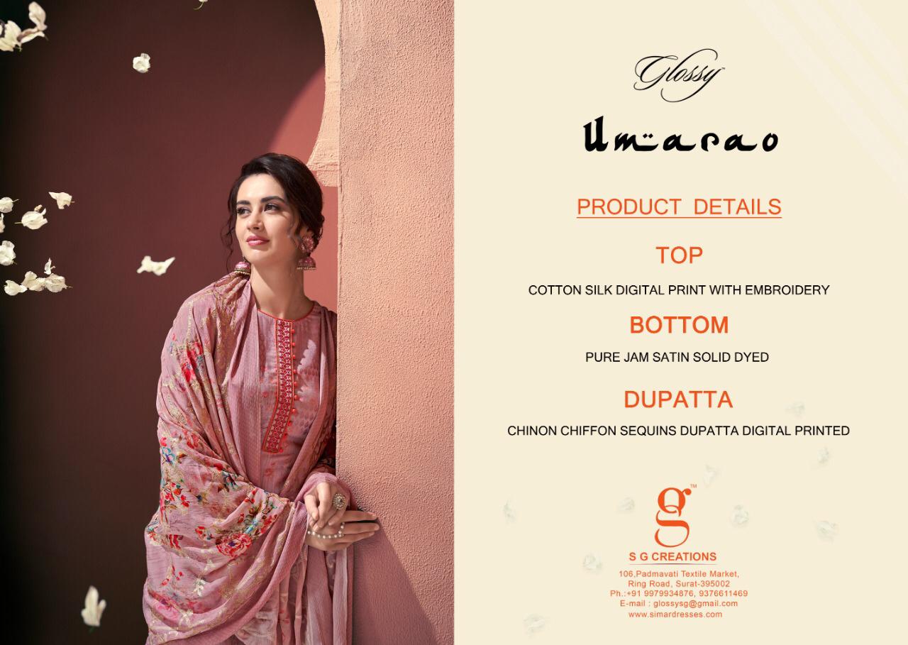 Umarao By Glossy 918 To 925 Series Suits Collection Beautiful Stylish Fancy Colorful Casual Wear & Ethnic Wear Cotton Silk Digital Printed With Embroidery Work Dresses At Wholesale Price