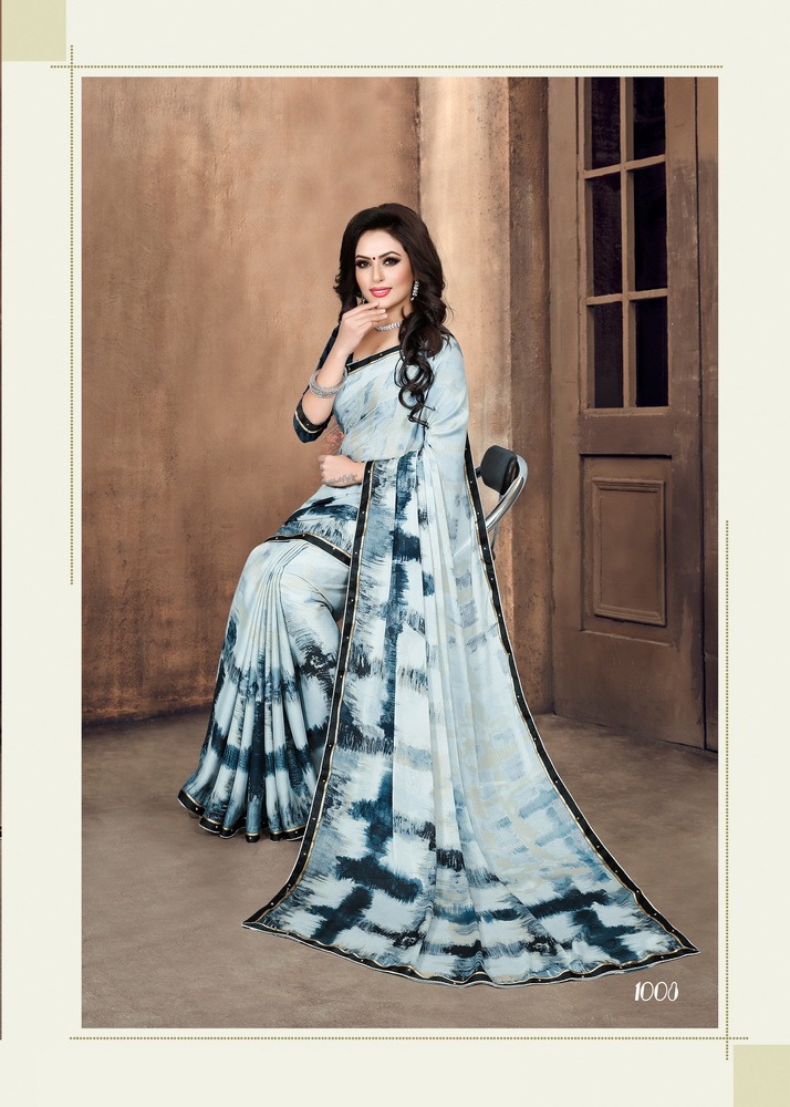 Urvi By Hanuman Prints 1001 To 1008 Series Indian Traditional Wear Collection Beautiful Stylish Fancy Colorful Party Wear & Occasional Wear White Silk Printed Sarees At Wholesale Price