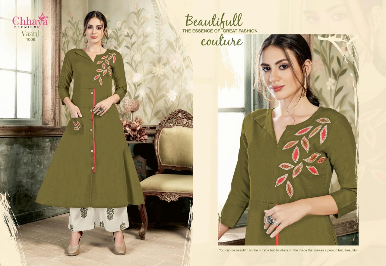 Vaani By Chhaya 1001 To 1008 Series Beautiful Colorful Stylish Fancy Casual Wear & Ethnic Wear & Ready To Wear Cotton & Rayon Embroidered Kurtis At Wholesale Price