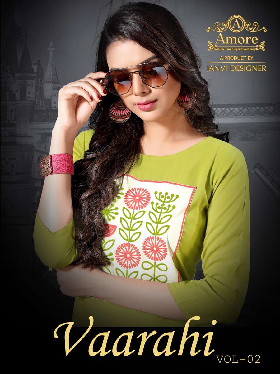 Vaarahi Vol-2 By Amore 1001 To 1008 Series Beautiful Colorful Stylish Fancy Casual Wear & Ethnic Wear Rayon Printed & Embroidered Kurtis At Wholesale Price