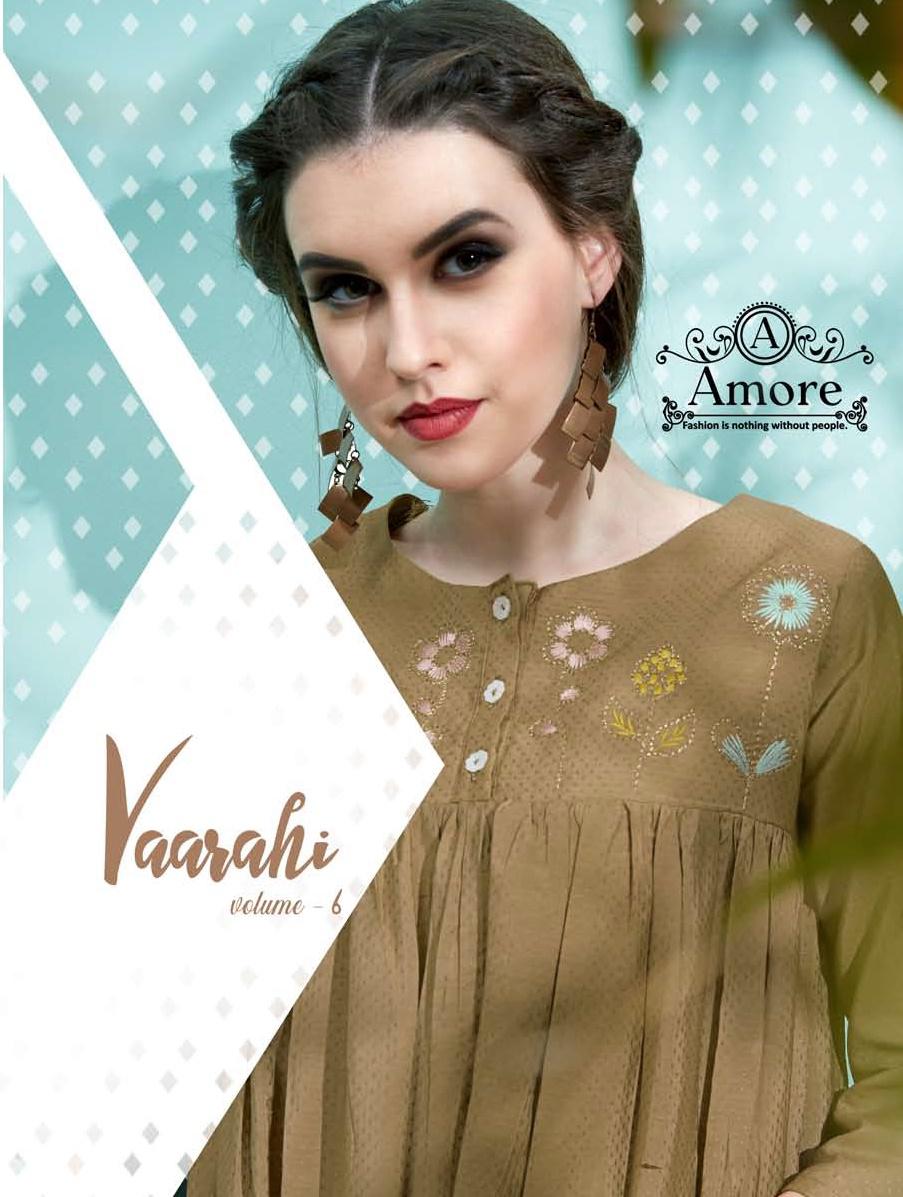Vaarahi Vol-6 By Amore 1001 To 1006 Series Beautiful Colorful Stylish Fancy Casual Wear & Ethnic Wear Pure Cotton Silk With Embroidered Kurtis With Bottom At Wholesale Price