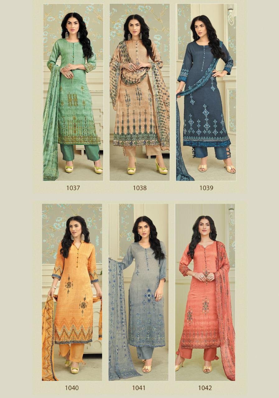 Vaarahi By Saanjh 1037 To 1042 Series Beautiful Suits Colorful Stylish Fancy Colorful Casual Wear & Ethnic Wear Viscose Bemberg Cotton With Handwork Dresses At Wholesale Price