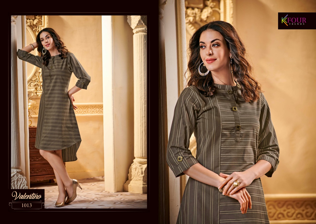 Valentino By Kfour Trends 1011 To 1017 Series Beautiful Colorful Stylish Fancy Casual Wear & Ethnic Wear & Ready To Wear Rayon Flex Printed Kurtis At Wholesale Price