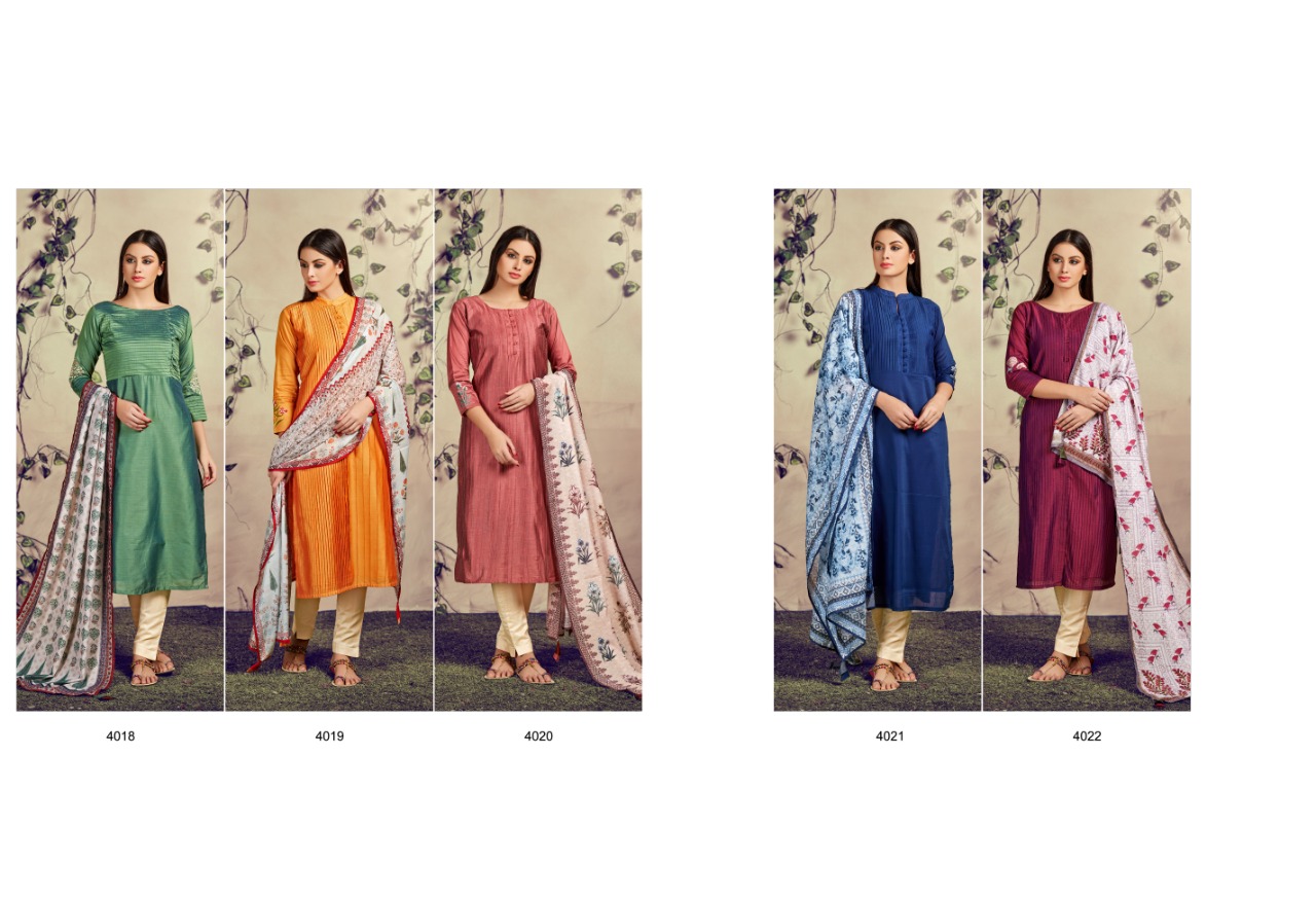 Varnika By Mrigya 4018 To 4022 Series Beautiful Colorful Stylish Fancy Casual Wear & Ethnic Wear & Ready To Wear Silk Kurtis At Wholesale Price